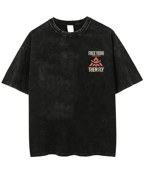 "Free Your Thoughts" acid washed t-shirt